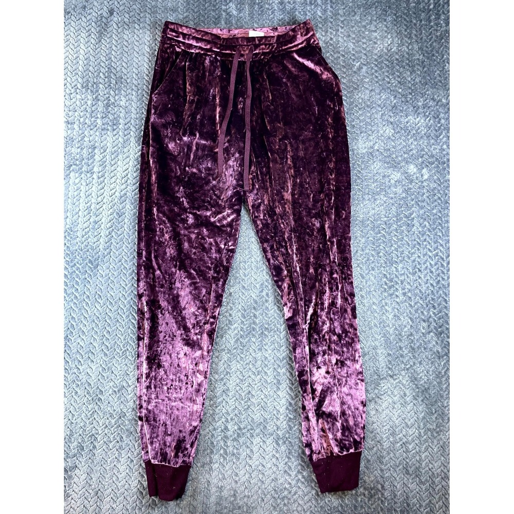 Secret Treasures Velvet Jogger Pants Womens S 4-6 Burgundy Sleepwear Drawstring
